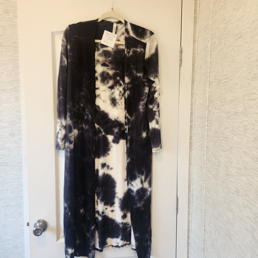 Magic Fit Black and White Tie-Dye Cardigan Size S Euc